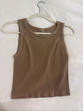Aritzia Ribbed Tank Top - Taupe Brown